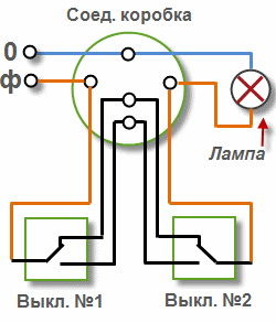 Схема підключення прохідного вимикача